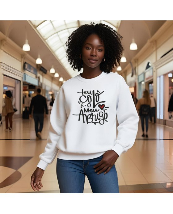 Blusa De Frio Moletom Cristão Católica Teu Colo É Meu Abrigo