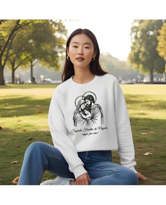 Moletom Blusa Frio Bordado Família de Nazaré Rogai Por Nós