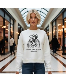 Moletom Blusa Frio Bordado Família de Nazaré Rogai Por Nós