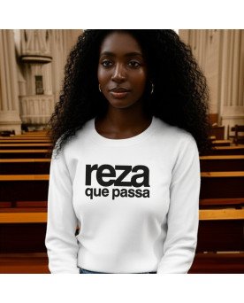 Moletom Blusa de Frio Bordada Moda Católica Reza que Passa