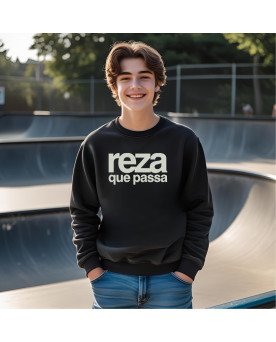 Moletom Casaco Bordado Moda Cristã Católica Reza que Passa