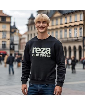 Moletom Casaco Bordado Moda Cristã Católica Reza que Passa