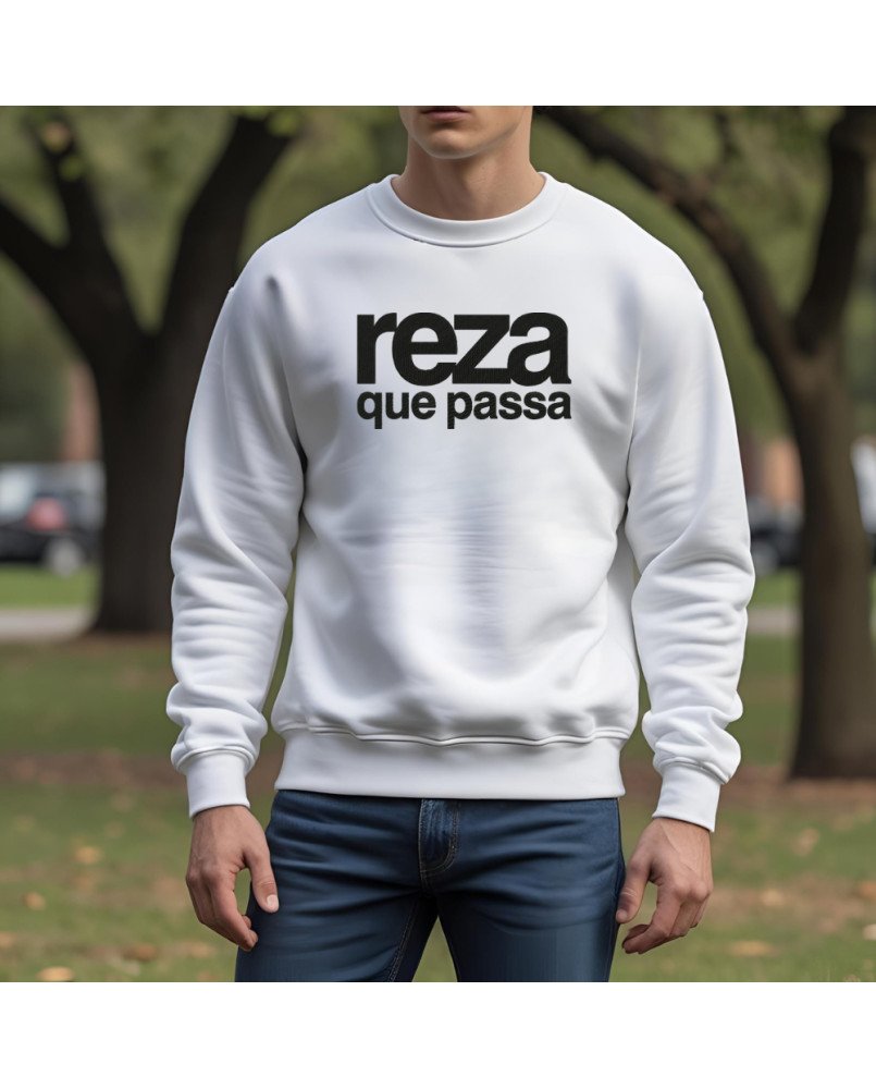 Moletom Casaco Bordado Moda Cristã Católica Reza que Passa Moletom Casaco Bordado Moda Cristã Católica Reza que Passa