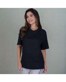 Camisa Feminina Lisa Preta Personalizada com Bordado Exclusivo