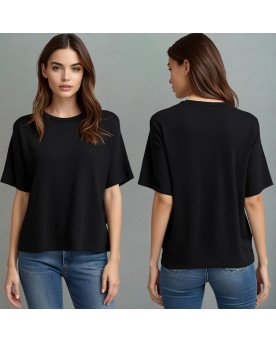 Camisa Feminina Lisa Preta Personalizada com Bordado Exclusivo