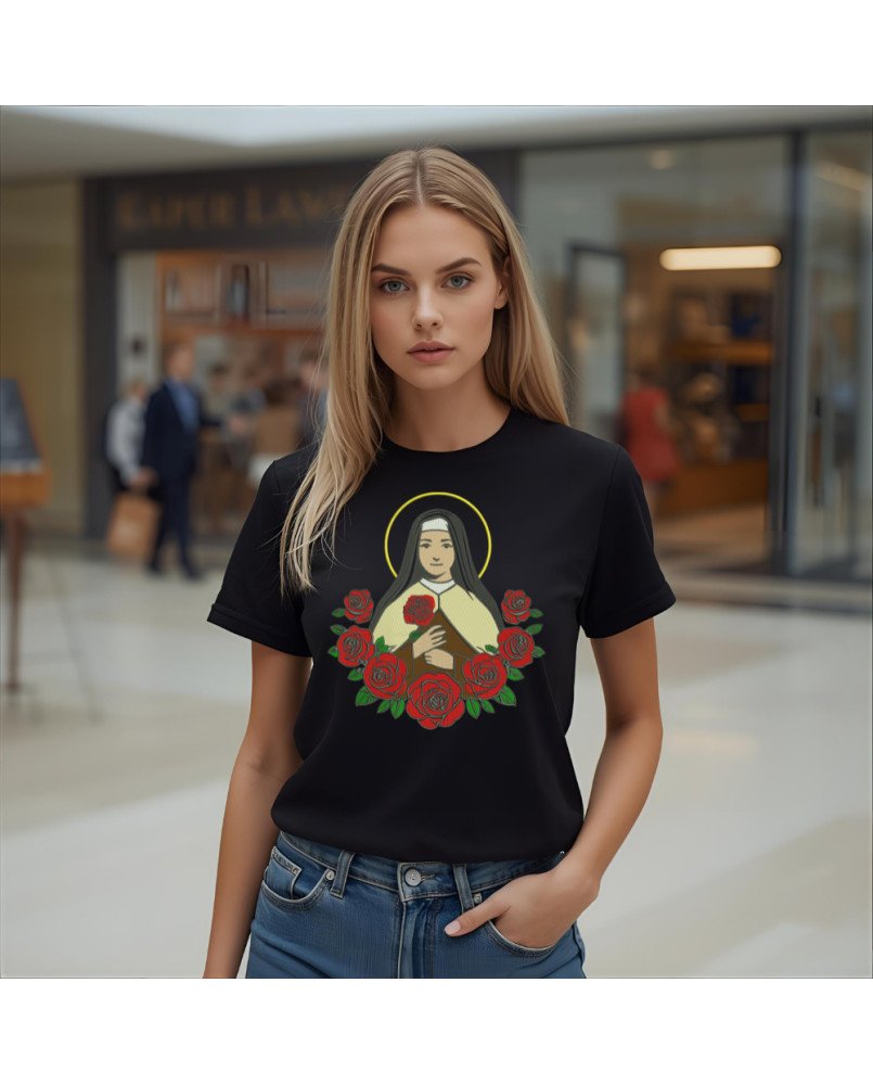 Camisa Bordada Santa Terezinha Moda Fé Católica Cristã Camisa Bordada Santa Terezinha Moda Fé Católica Cristã