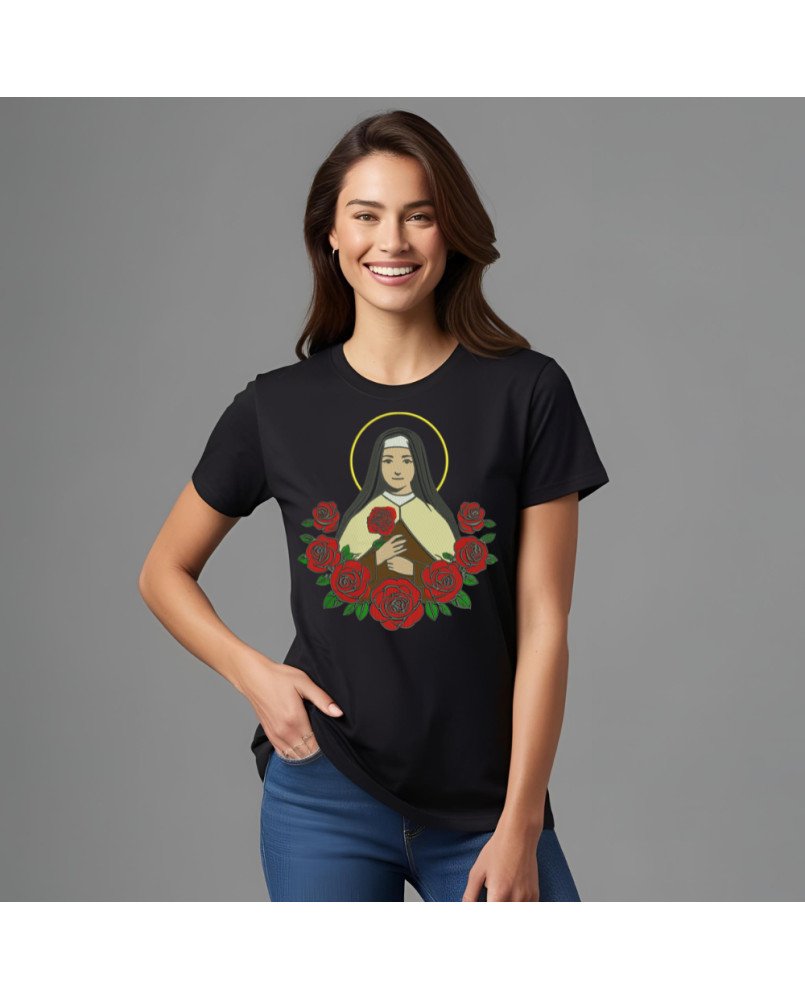Camisa Bordada Santa Terezinha Moda Fé Católica Cristã Camisa Bordada Santa Terezinha Moda Fé Católica Cristã