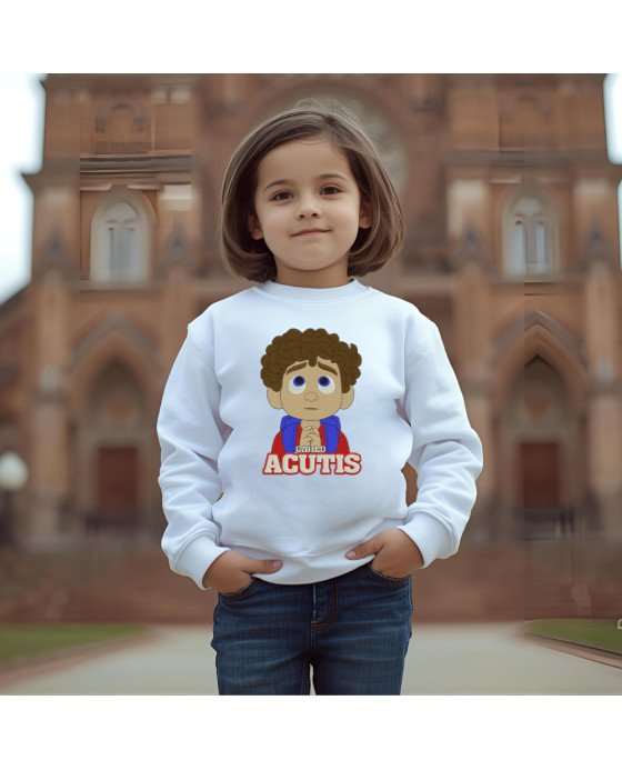 Moletom Infantil Moda Cristã Kids Bordada Santo Carlo Acutis