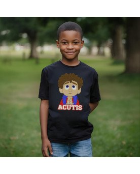 Camisa Bordada Infantil Moda Fé Católica Santo Carlo Acutis