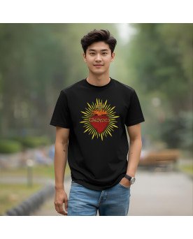 Camisa Masculina Moda Fé Católica Bordada Sagrado Coração