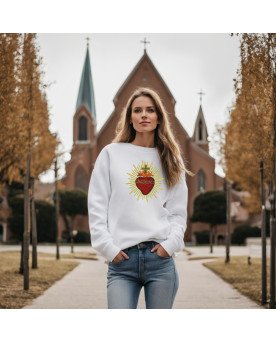 Moletom Bordado Moda Fé Cristã Católica Sagrado Coração