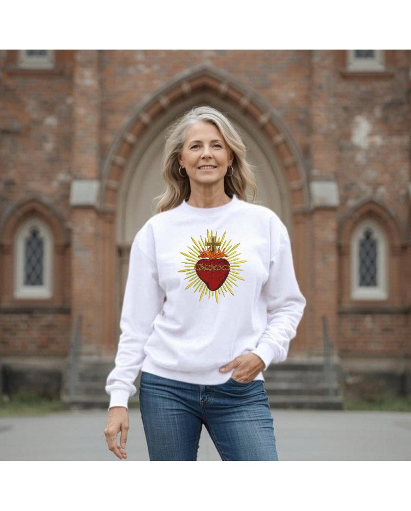Moletom Bordado Moda Fé Cristã Católica Sagrado Coração Moletom Bordado Moda Fé Cristã Católica Sagrado Coração