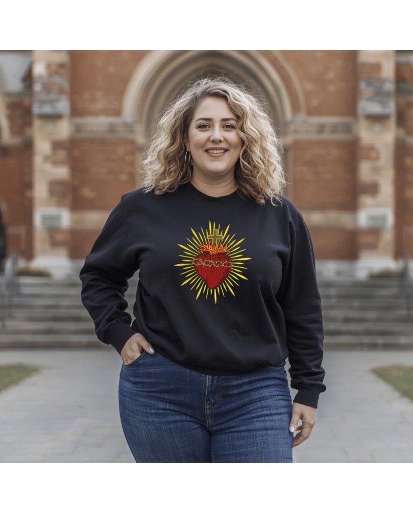 Moletom Bordado Moda Fé Cristã Católica Sagrado Coração Moletom Bordado Moda Fé Cristã Católica Sagrado Coração