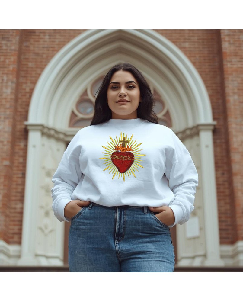 Moletom Bordado Moda Fé Cristã Católica Sagrado Coração Moletom Bordado Moda Fé Cristã Católica Sagrado Coração