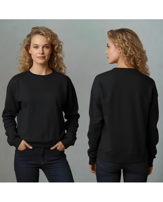 Moletom Feminino Liso Preto Personalizado com Bordado Exclusivo