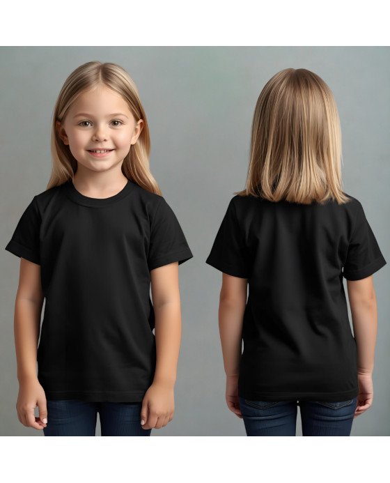 Camisa Infantil Feminina Lisa Preta Personalizada com Bordado Exclusivo