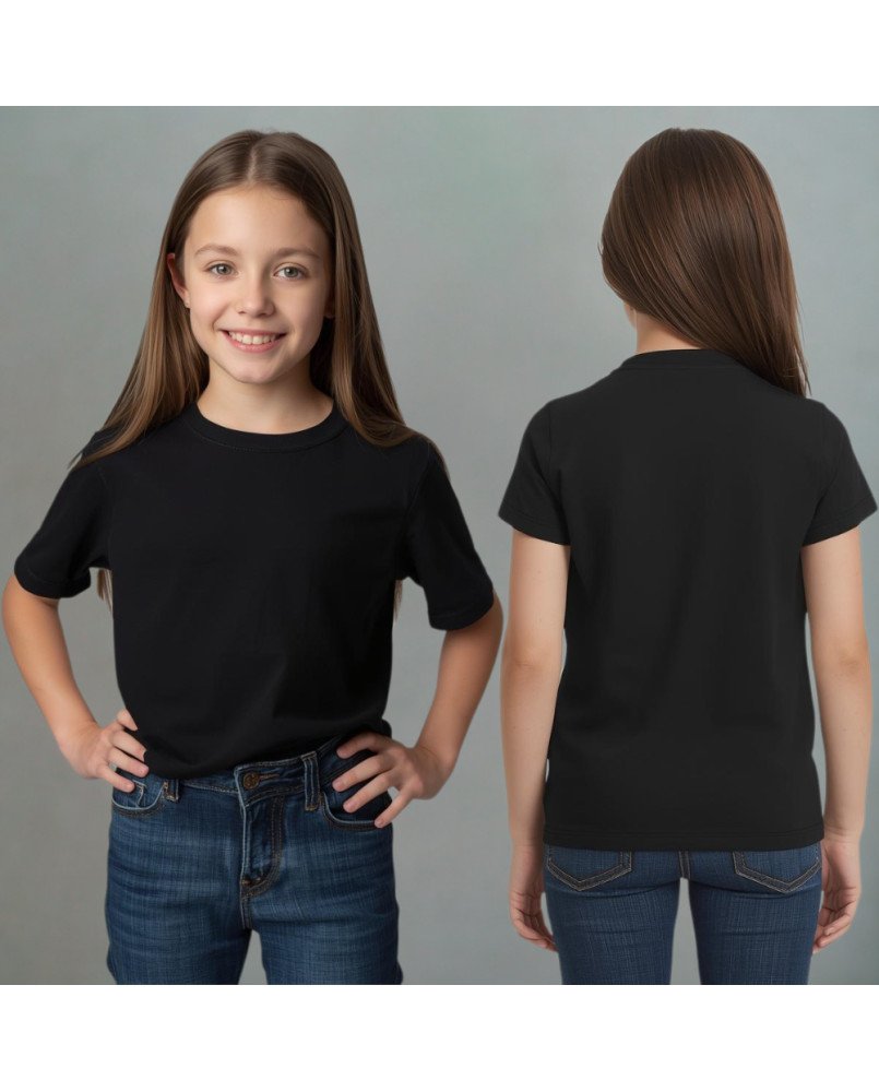 Camisa Infantil Feminina Lisa Preta Personalizada com Bordado Exclusivo Camisa Infantil Feminina Lisa Preta Personalizada com Bordado Exclusivo