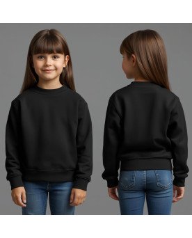 Moletom Infantil Liso Preto Feminino Personalizado com Bordado Exclusivo