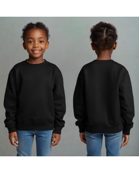 Moletom Infantil Liso Preto Feminino Personalizado com Bordado Exclusivo