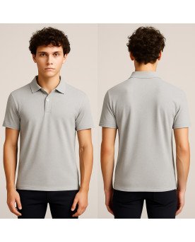 Camisa Polo Masculina Cinza Personalizada com Bordado Exclusivo