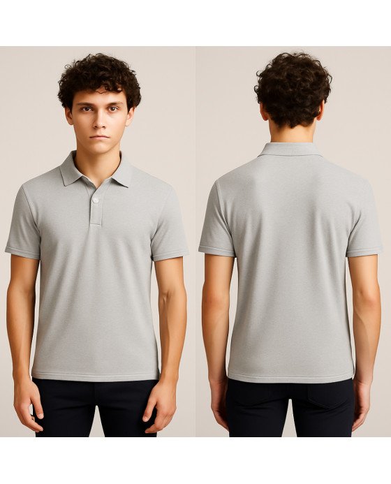 Camisa Polo Masculina Cinza Personalizada com Bordado Exclusivo