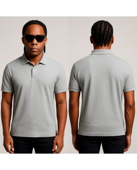 Camisa Polo Masculina Cinza Personalizada com Bordado Exclusivo