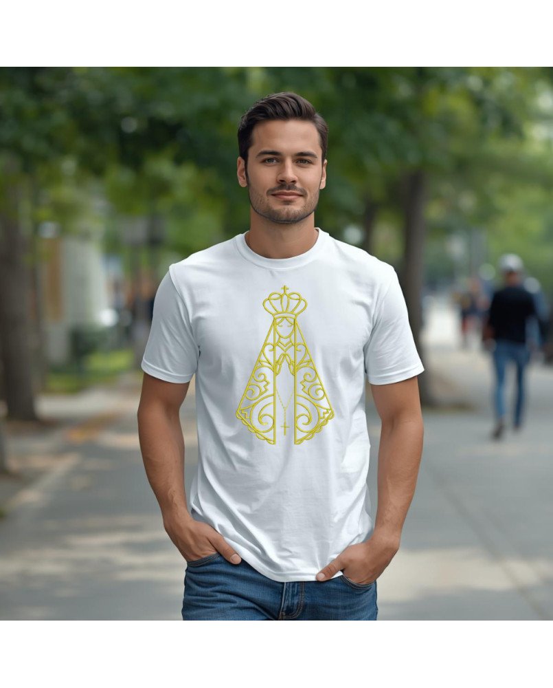 Camisa Masculina Bordada Moda Cristã Nossa Senhora Aparecida Camisa Masculina Bordada Moda Cristã Nossa Senhora Aparecida
