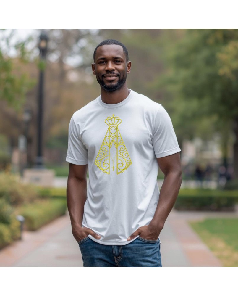Camisa Masculina Bordada Moda Cristã Nossa Senhora Aparecida Camisa Masculina Bordada Moda Cristã Nossa Senhora Aparecida
