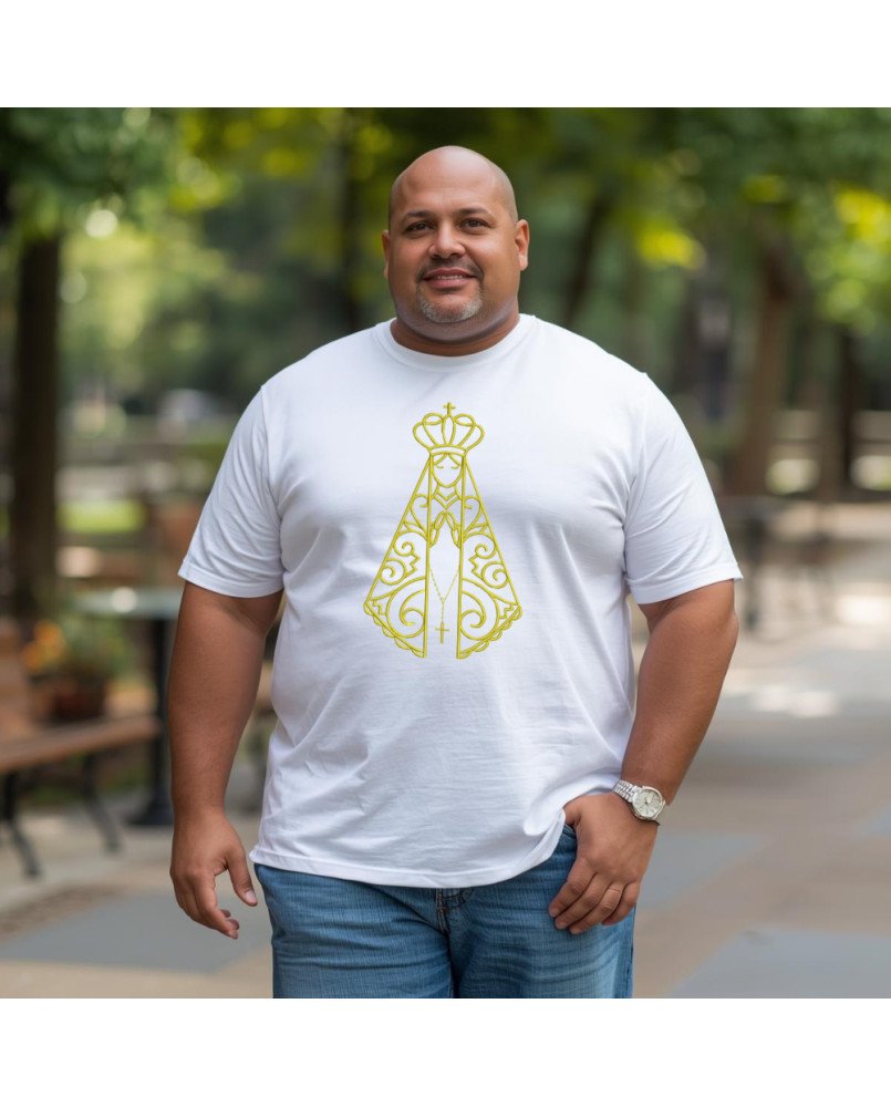 Camisa Masculina Bordada Moda Cristã Nossa Senhora Aparecida Camisa Masculina Bordada Moda Cristã Nossa Senhora Aparecida