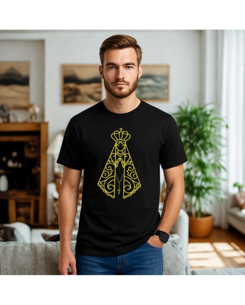 Camisa Masculina Bordada Moda Cristã Nossa Senhora Aparecida Camisa Masculina Bordada Moda Cristã Nossa Senhora Aparecida
