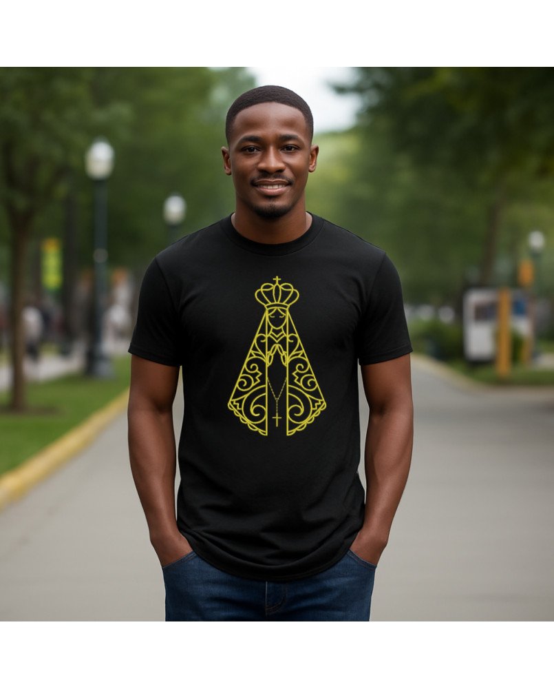 Camisa Masculina Bordada Moda Cristã Nossa Senhora Aparecida Camisa Masculina Bordada Moda Cristã Nossa Senhora Aparecida