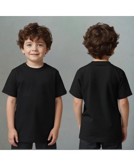Camisa Lisa Preta Infantil Menino Personalizada com Bordado Exclusivo