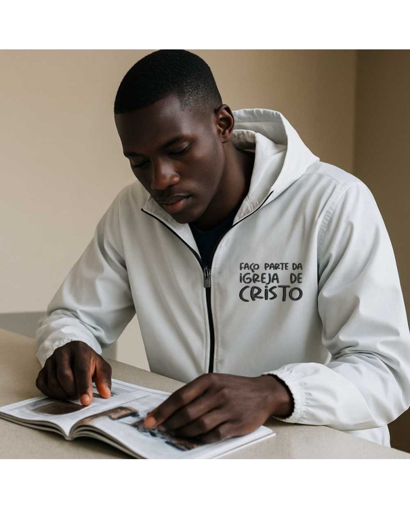 Casaco Masculino de Frio Corta Vento Cristão Católico Bordado Casaco Masculino de Frio Corta Vento Cristão Católico Bordado