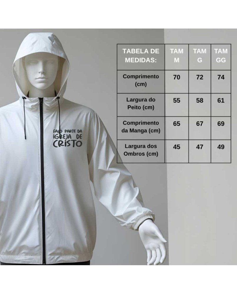 Casaco Masculino de Frio Corta Vento Cristão Católico Bordado Casaco Masculino de Frio Corta Vento Cristão Católico Bordado