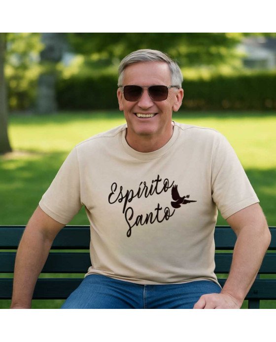 Camisa Tshirt Malha Masculina Bordada Cristã Espírito Santo Camisa Tshirt Malha Masculina Bordada Cristã Espírito Santo