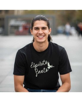 Camisa Tshirt Malha Masculina Bordada Cristã Espírito Santo