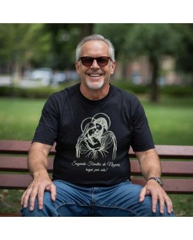 Camisa Masculina Cristã Bordada Família Nazaré Rogai Por Nós