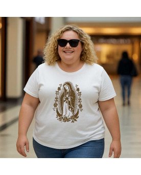 Camisa Feminina Moda Católica Nossa Senhora de Guadalupe