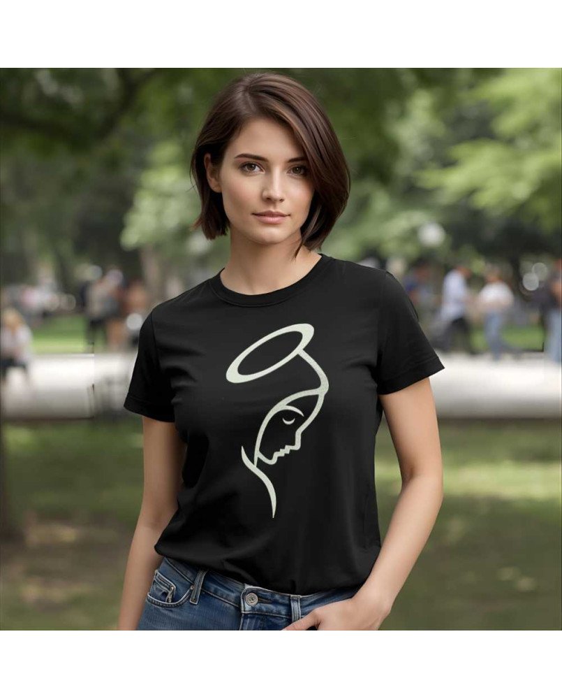 Camisa Feminina Bordada Cristã Nossa Senhora Do Silêncio Camisa Feminina Bordada Cristã Nossa Senhora Do Silêncio