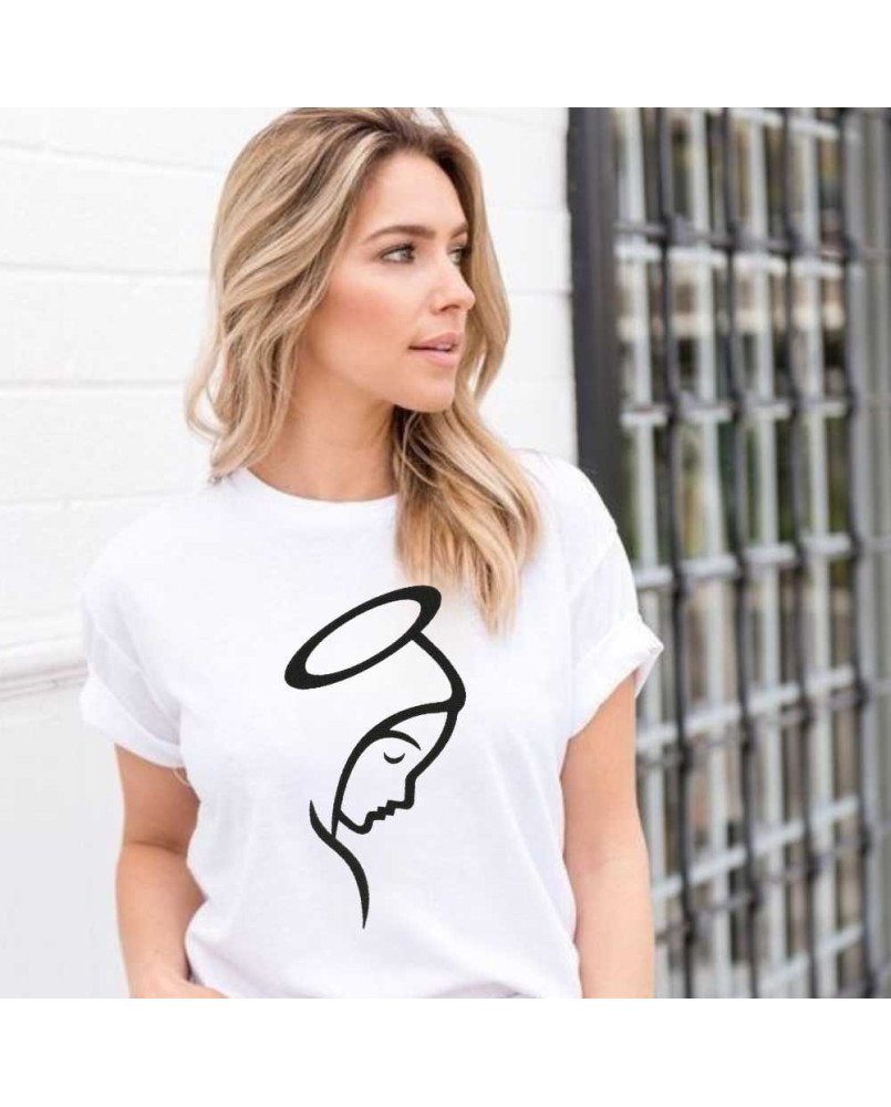 Camisa Feminina Bordada Cristã Nossa Senhora Do Silêncio Camisa Feminina Bordada Cristã Nossa Senhora Do Silêncio