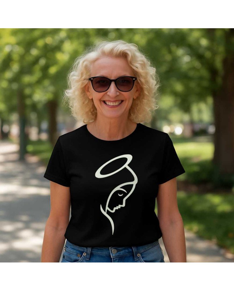 Camisa Feminina Bordada Cristã Nossa Senhora Do Silêncio Camisa Feminina Bordada Cristã Nossa Senhora Do Silêncio