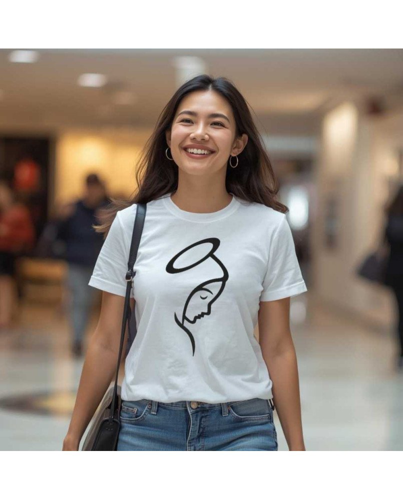 Camisa Feminina Bordada Cristã Nossa Senhora Do Silêncio Camisa Feminina Bordada Cristã Nossa Senhora Do Silêncio