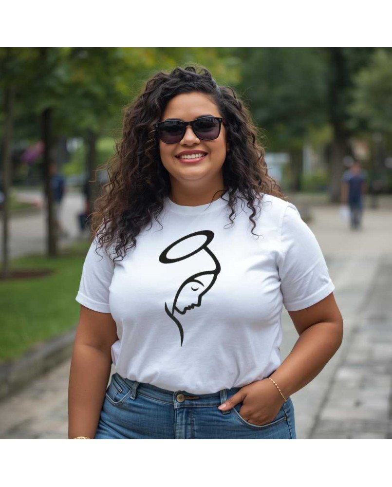 Camisa Feminina Bordada Cristã Nossa Senhora Do Silêncio Camisa Feminina Bordada Cristã Nossa Senhora Do Silêncio