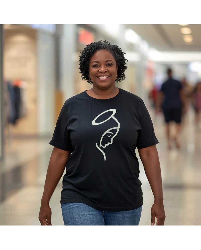 Camisa Feminina Bordada Cristã Nossa Senhora Do Silêncio Camisa Feminina Bordada Cristã Nossa Senhora Do Silêncio