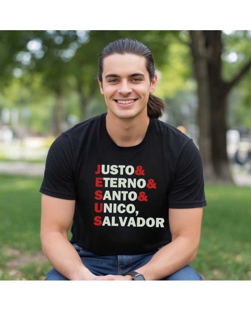 Camisa Malha Bordada Jesus Justo Eterno Santo Único Salvador Camisa Malha Bordada Jesus Justo Eterno Santo Único Salvador
