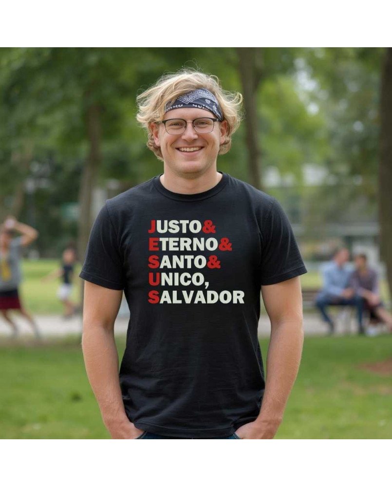 Camisa Malha Bordada Jesus Justo Eterno Santo Único Salvador Camisa Malha Bordada Jesus Justo Eterno Santo Único Salvador