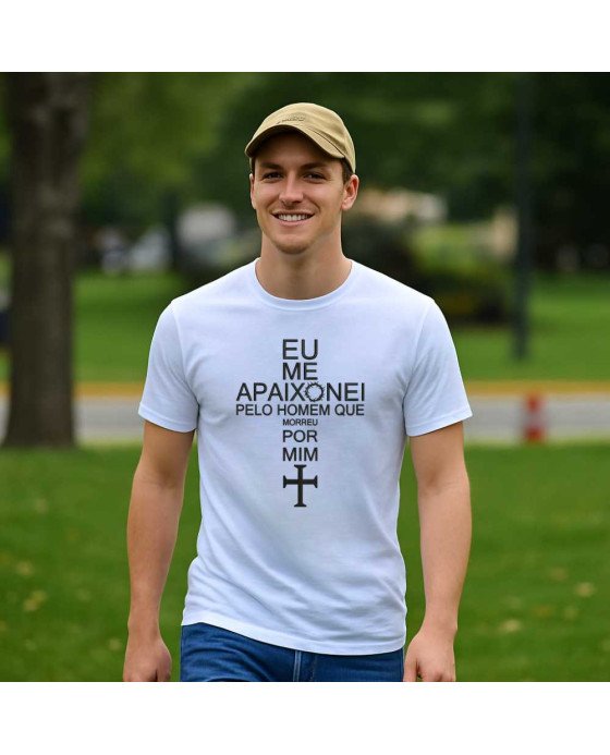 Camisa Bordada Me Apaixonei Por Jesus Que Morreu Por Mim