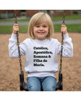 Casaco de Moletom Infantil Bordado Católica Filha de Maria