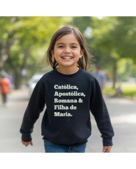 Casaco de Moletom Infantil Bordado Católica Filha de Maria
