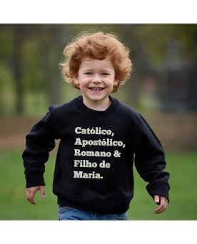Casaco de Moletom Infantil Bordado Católico Filho de Maria